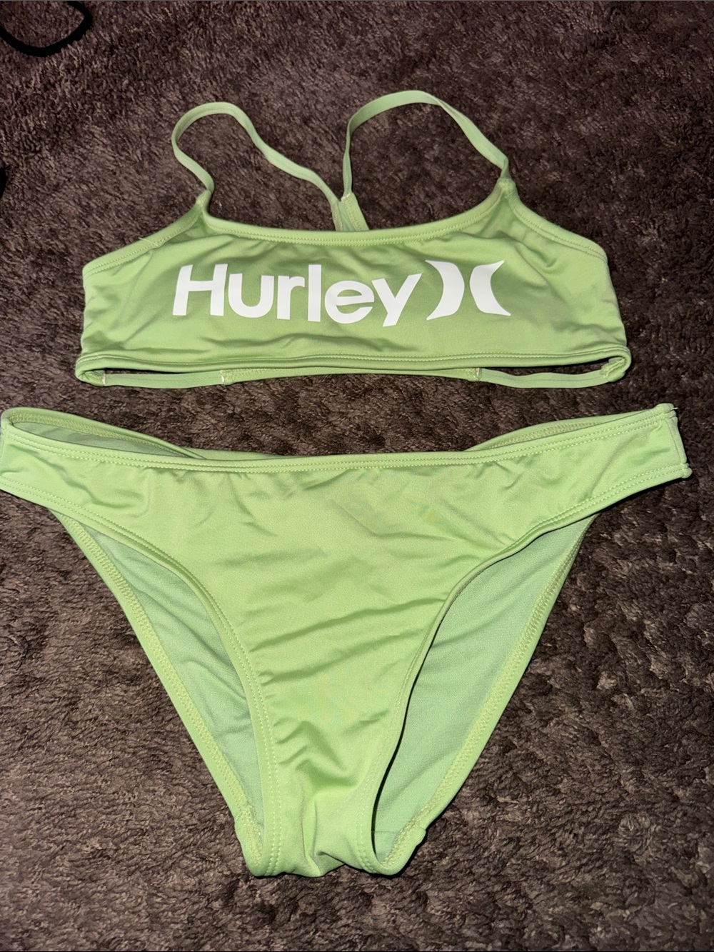 Hurley Light Green Two-Piece Bikini Set with Logo